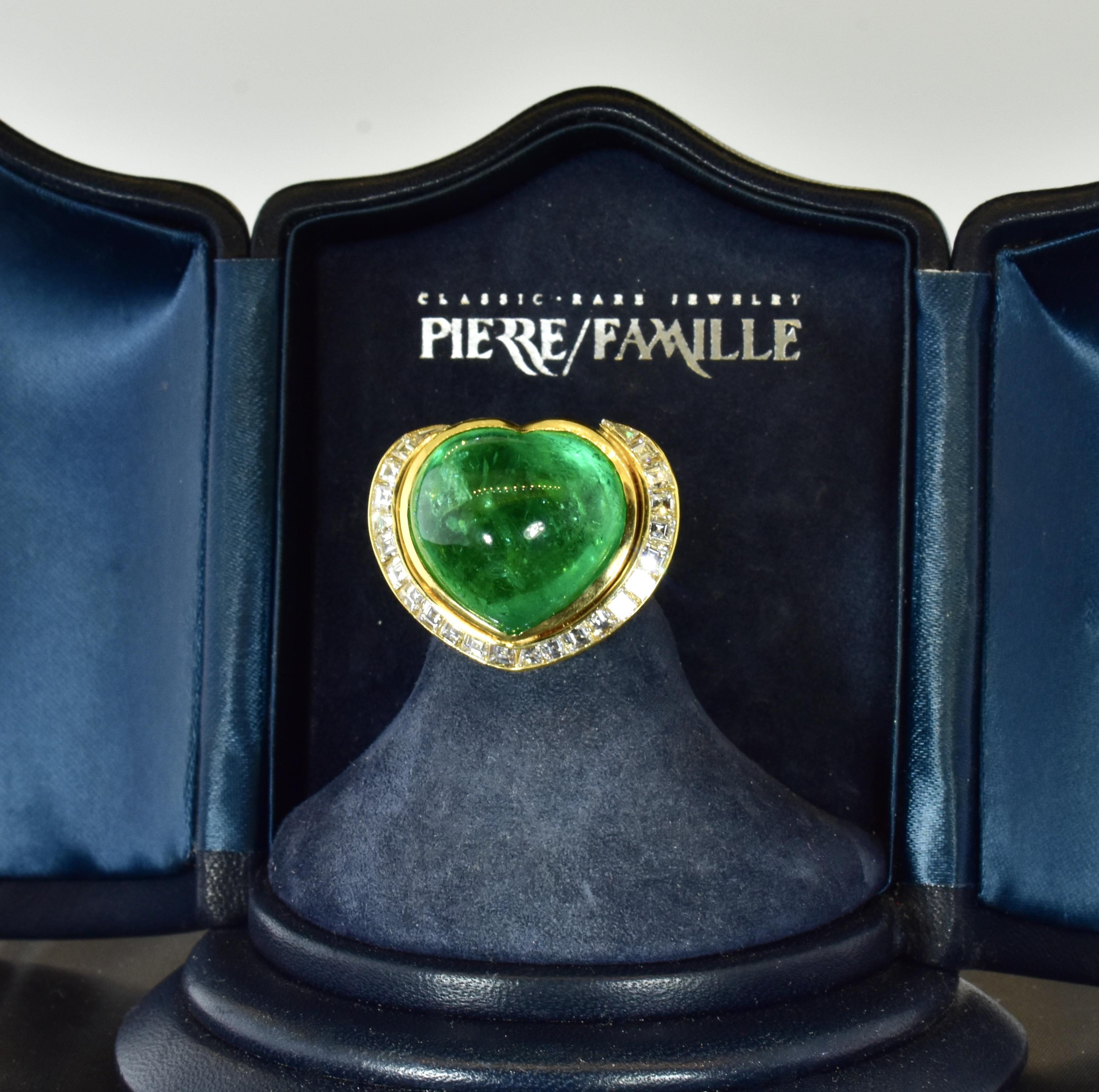 Colombian Emerald 37.29 ct AGL Certified fine Diamond 18K Ring by Pierre/Famille For Sale 7