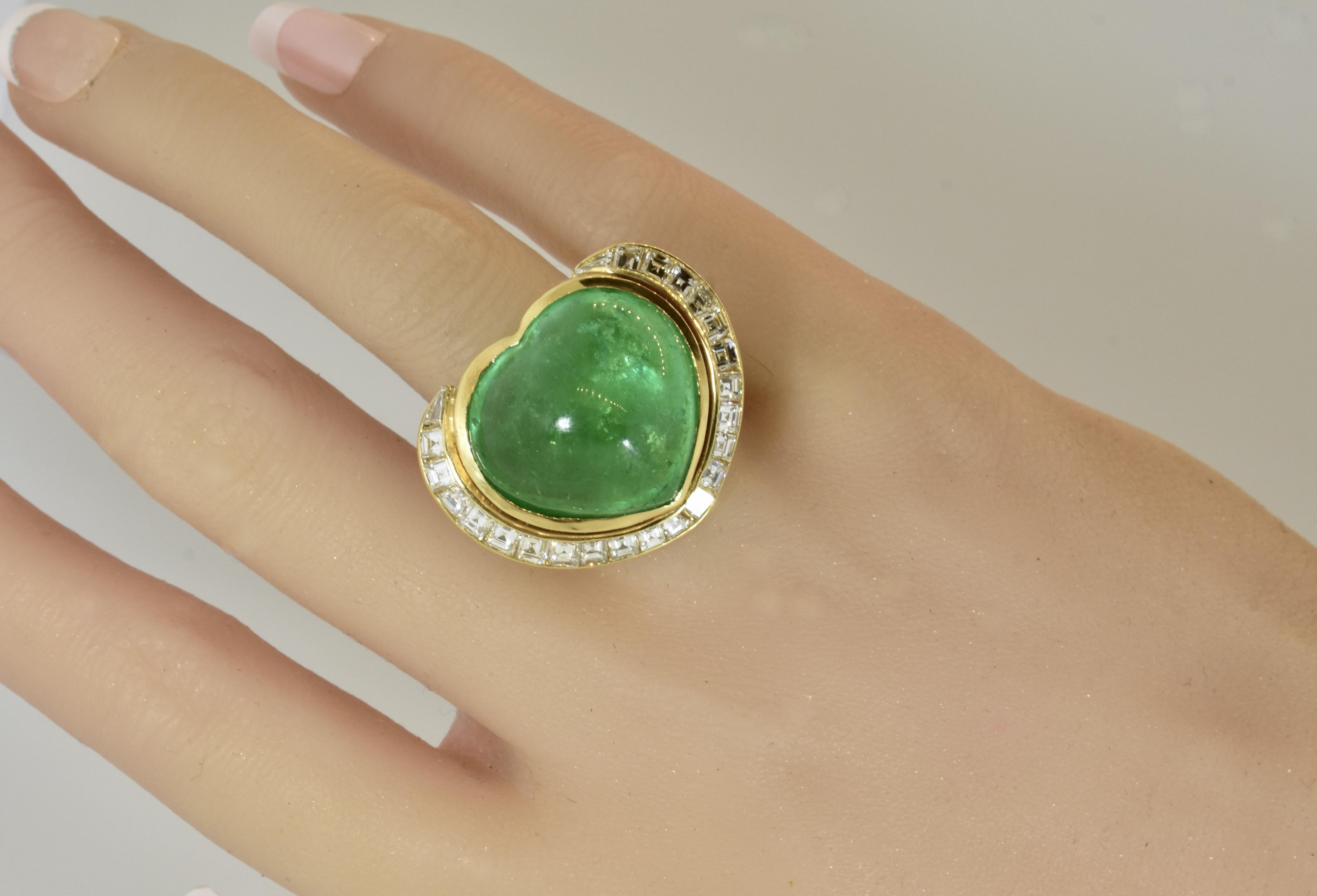 Colombian Emerald 37.29 ct AGL Certified fine Diamond 18K Ring by Pierre/Famille For Sale 3
