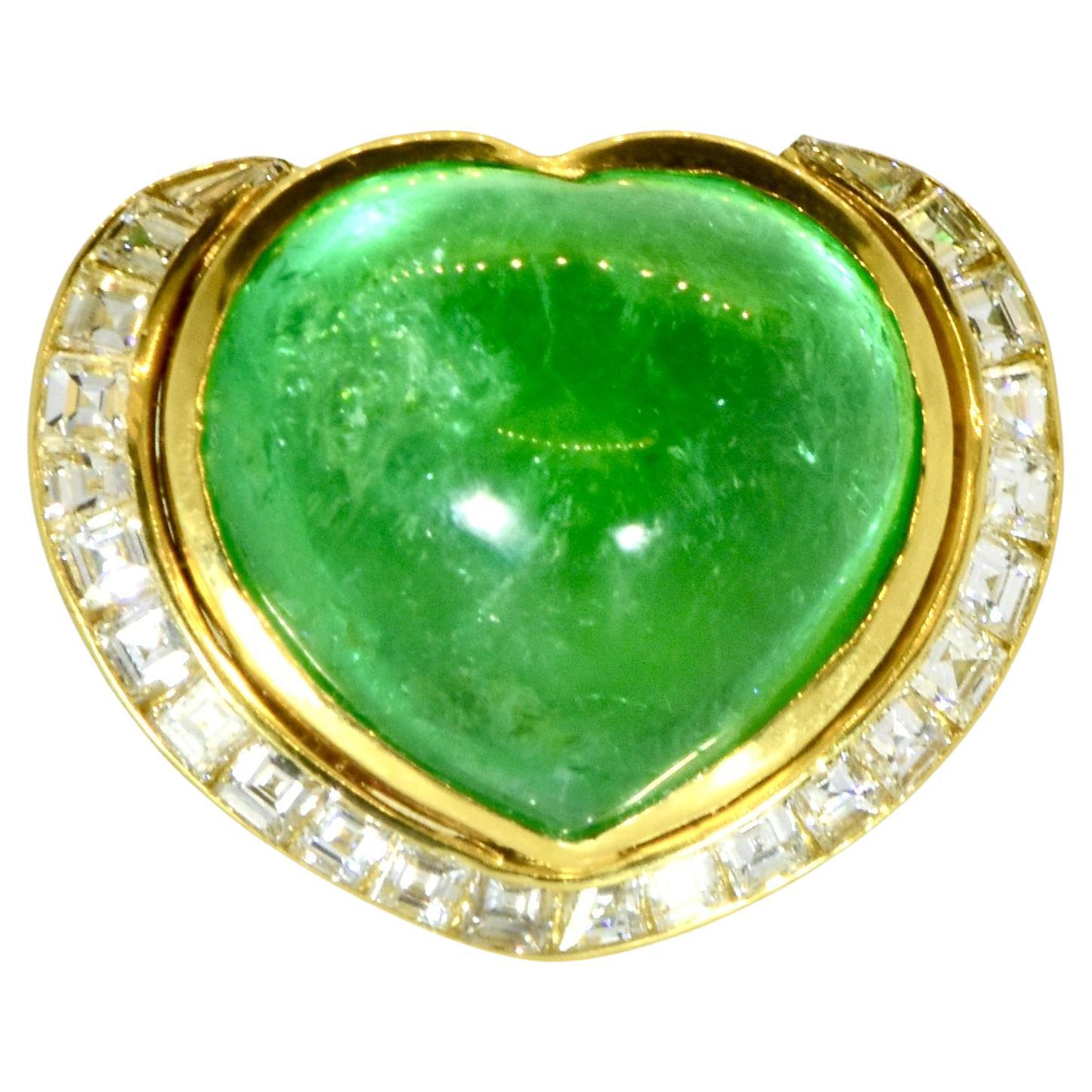 Colombian Emerald 37.29 ct AGL Certified fine Diamond 18K Ring by Pierre/Famille For Sale