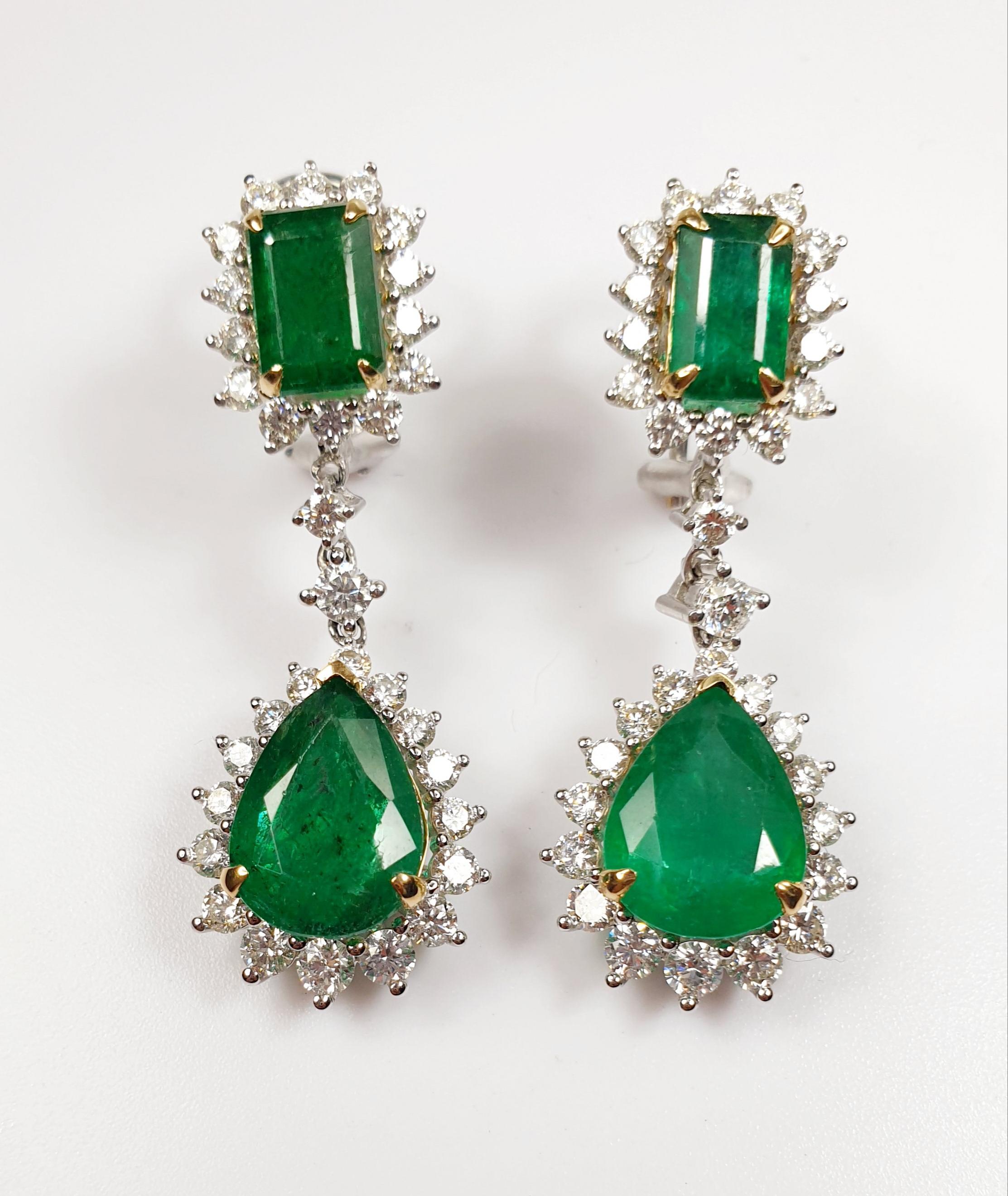Colombian emerald 8ct earrings with diamonds and  white and yellow gold 
Irama Pradera is a Young designer from Spain that searches always for the best gems and combines classic with contemporary mounting and styles.
She creates many Jewels in her