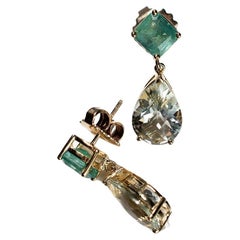 Colombian Emerald and Amethyst Drop Earrings, New