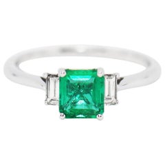 Colombian Emerald and Diamond 18 Carat Gold Engagement Ring Colombian Emerald and Diamond 18 Carat Gold Engagement Ring