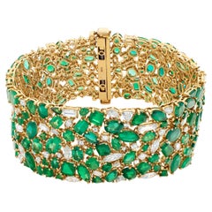 Colombian Emerald and Diamond Bracelet Set in 18k Yellow Gold