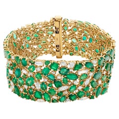 Colombian Emerald and Diamond Bracelet Set in 18k Yellow Gold