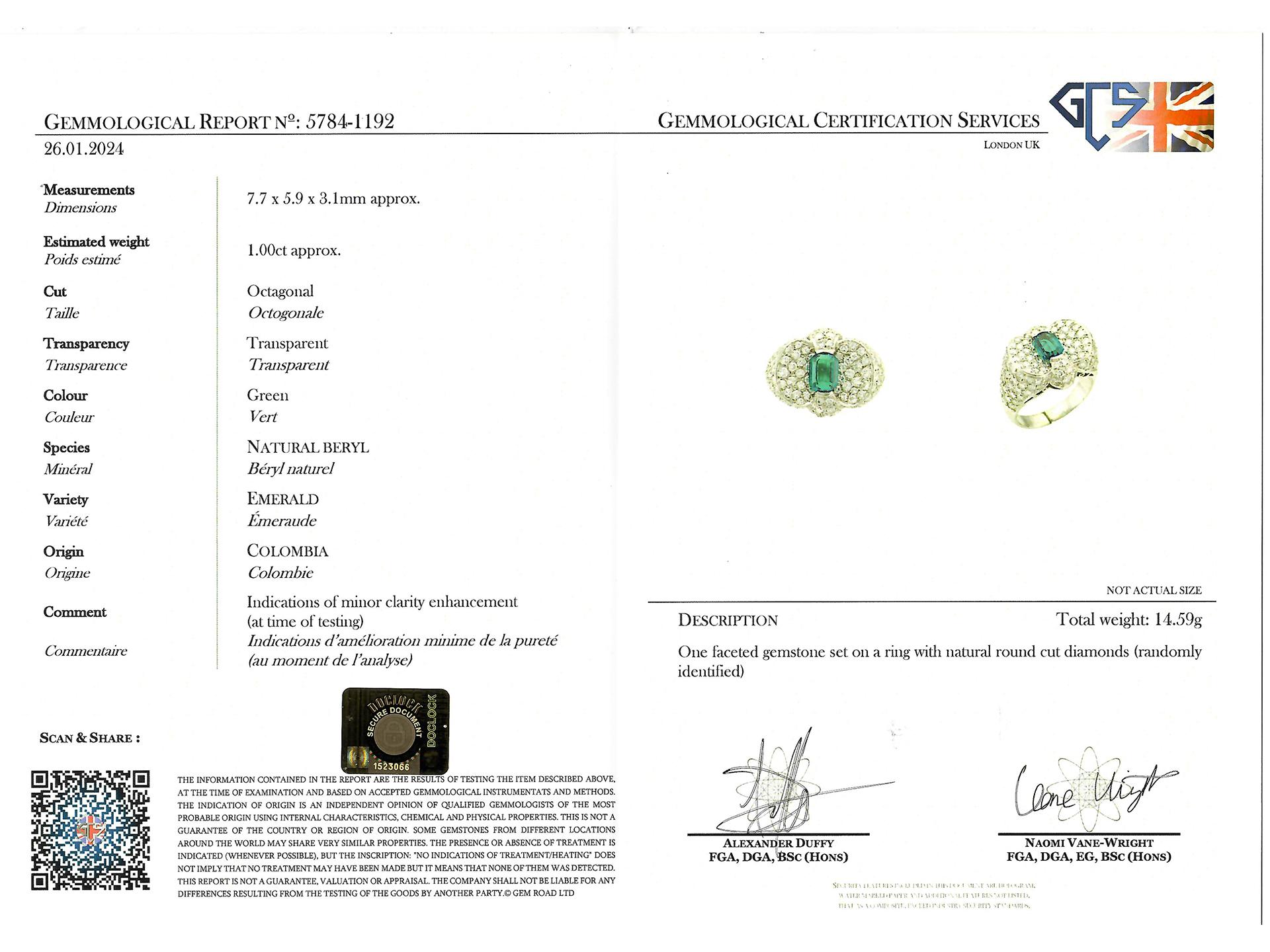 Colombian emerald and diamond cocktail ring, circa 1950 In Excellent Condition For Sale In London, GB
