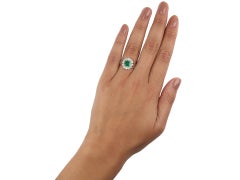 Colombian emerald and diamond coronet cluster ring, circa 1870.