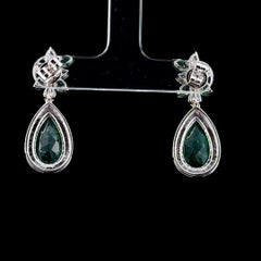 Pendientes colgantes con esmeraldas y diamantes certificados de Panjshir, en oro de 18 quilates
