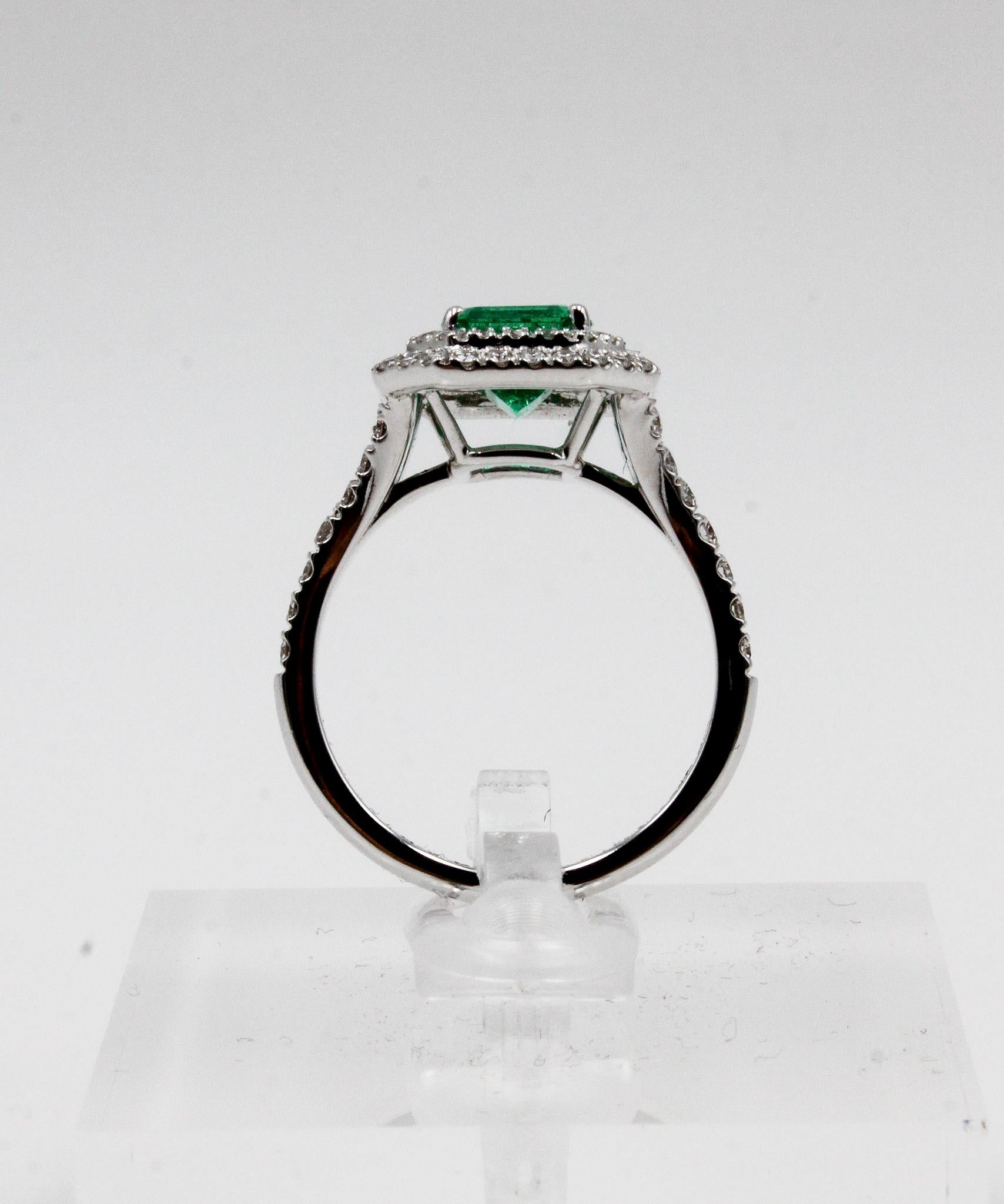 Anello con smeraldo colombiano e diamante a doppio anello, certificato GRS in vendita 2