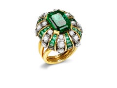 Colombian emerald and diamond dress ring, French, circa 1960.