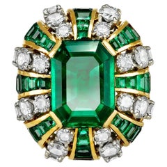 Colombian emerald and diamond dress ring, French, circa 1960.