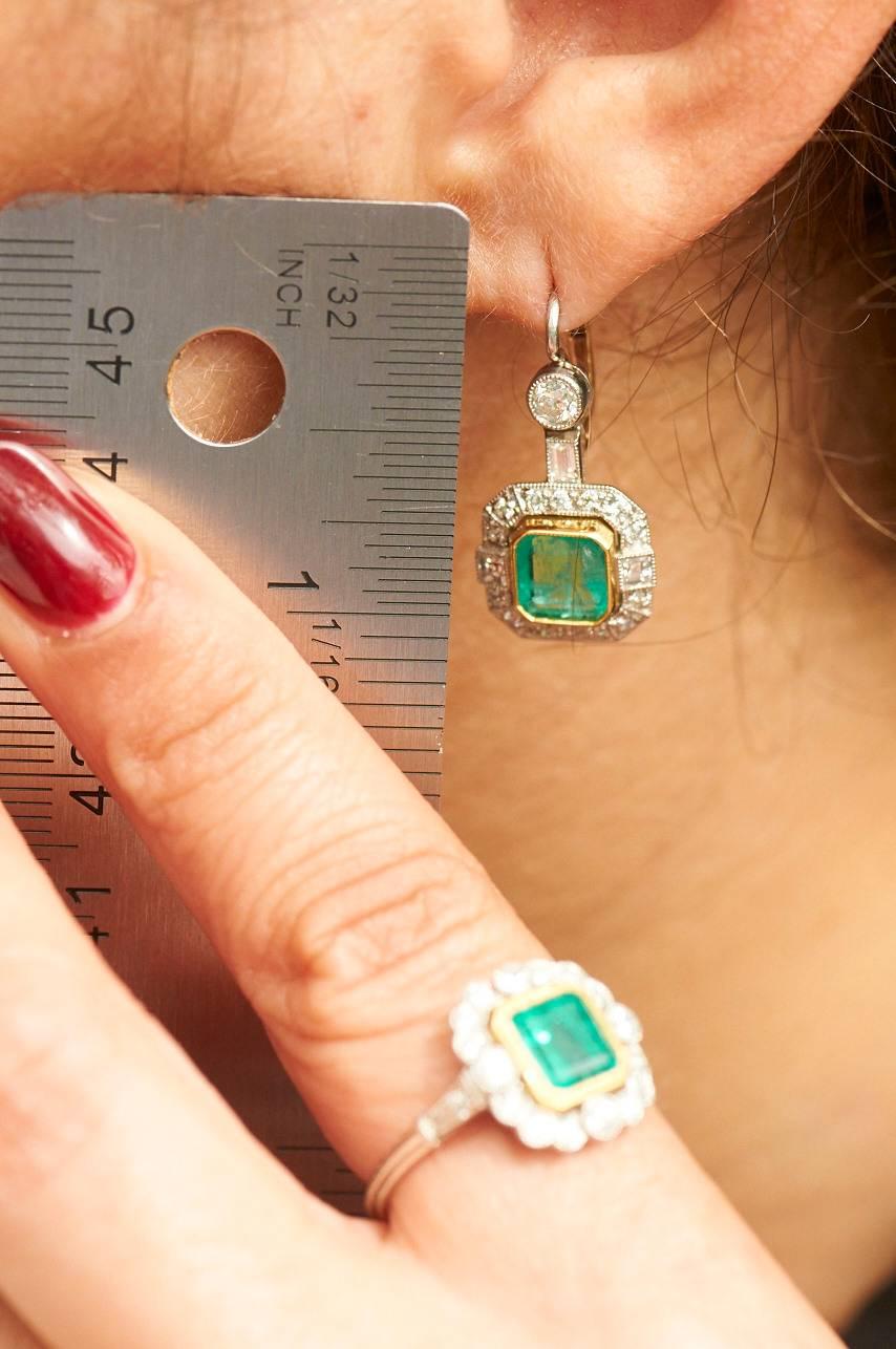Women's Colombian Emerald and Diamond Drop Earrings