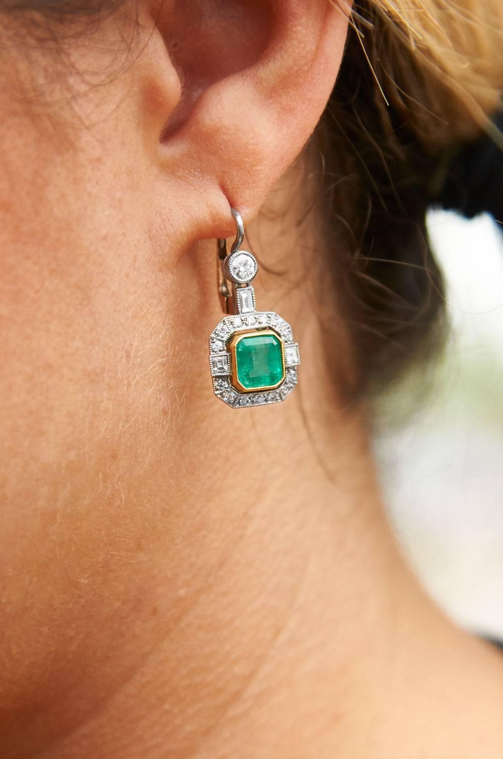 Colombian Emerald and Diamond Drop Earrings 1