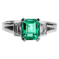 Colombian Emerald and Diamond Engagement Ring