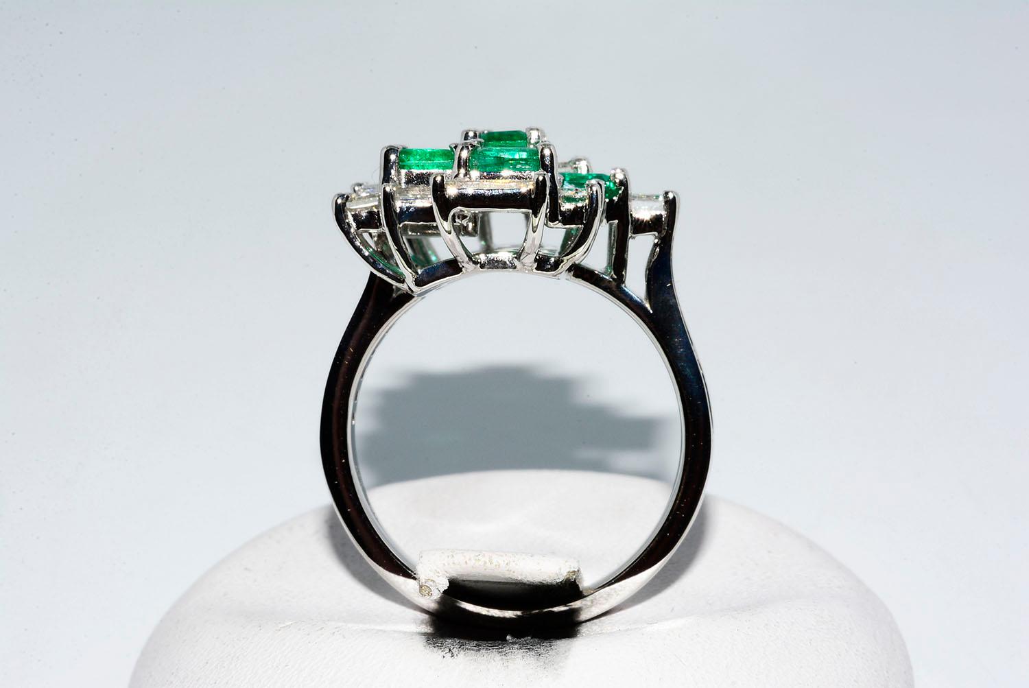 Colombian Emerald and Diamond Modern Cocktail Ring 3
