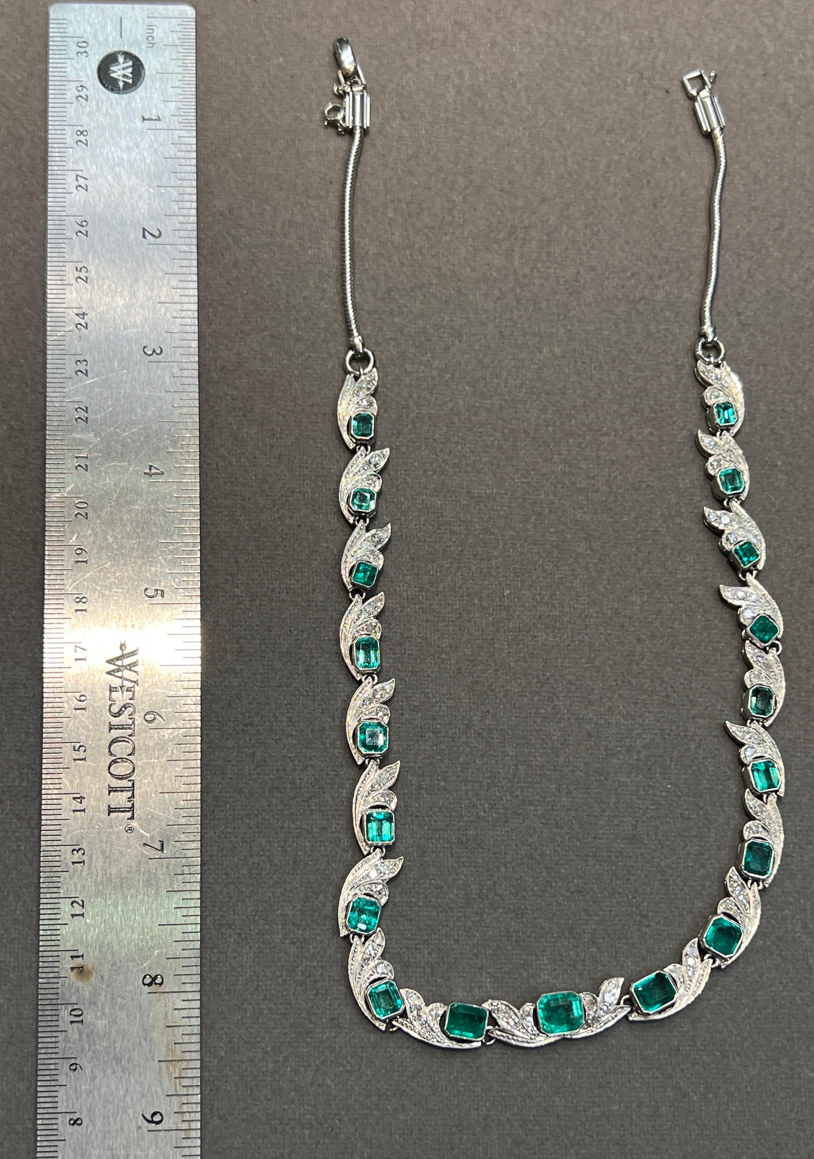 Collana di smeraldi e diamanti colombiani In condizioni ottime in vendita a New York, NY