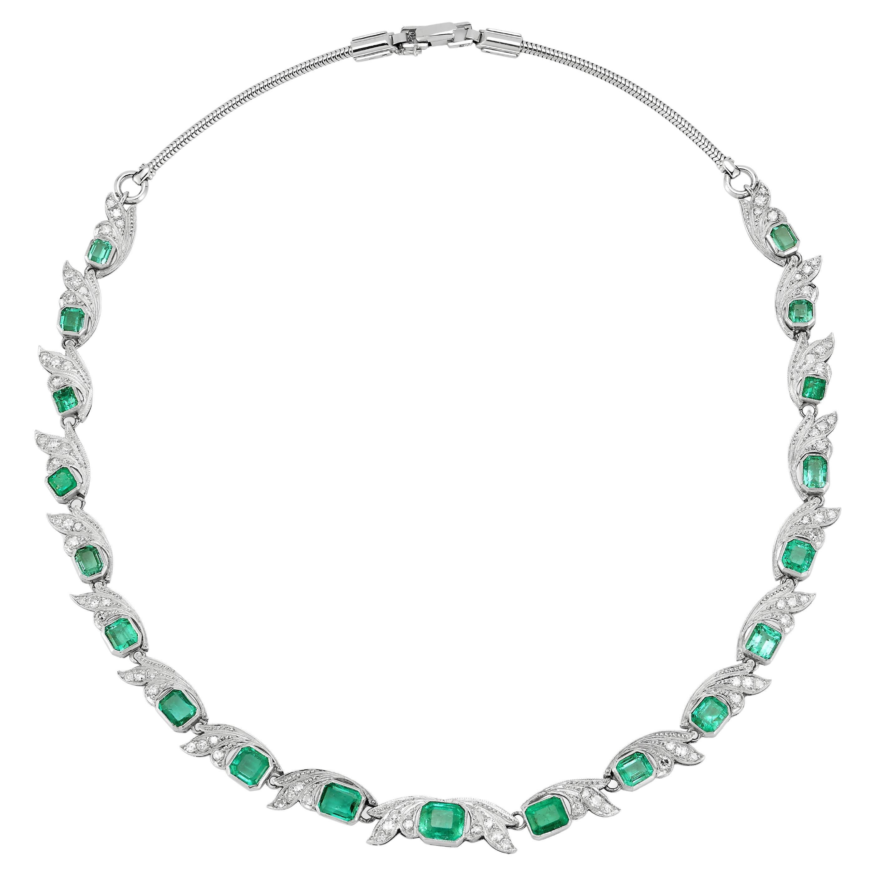 Collar de Esmeralda Colombiana y Diamantes