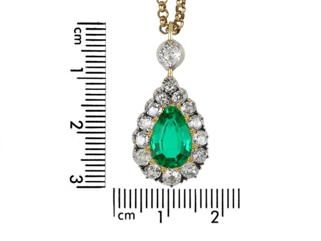 Women's Colombian Emerald and Diamond Pendant, circa 1880