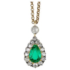 Colombian Emerald and Diamond Pendant, circa 1880