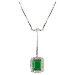Colombian emerald and diamond pendant, circa 1910.