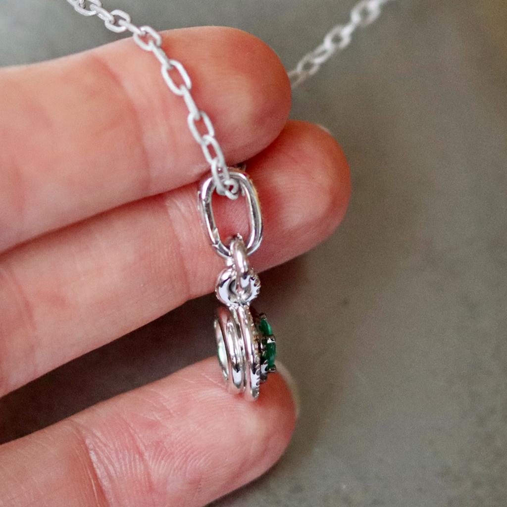 Colombian Emerald and Diamond Pendant Enhancer Bail & Matte Finish Necklace 3