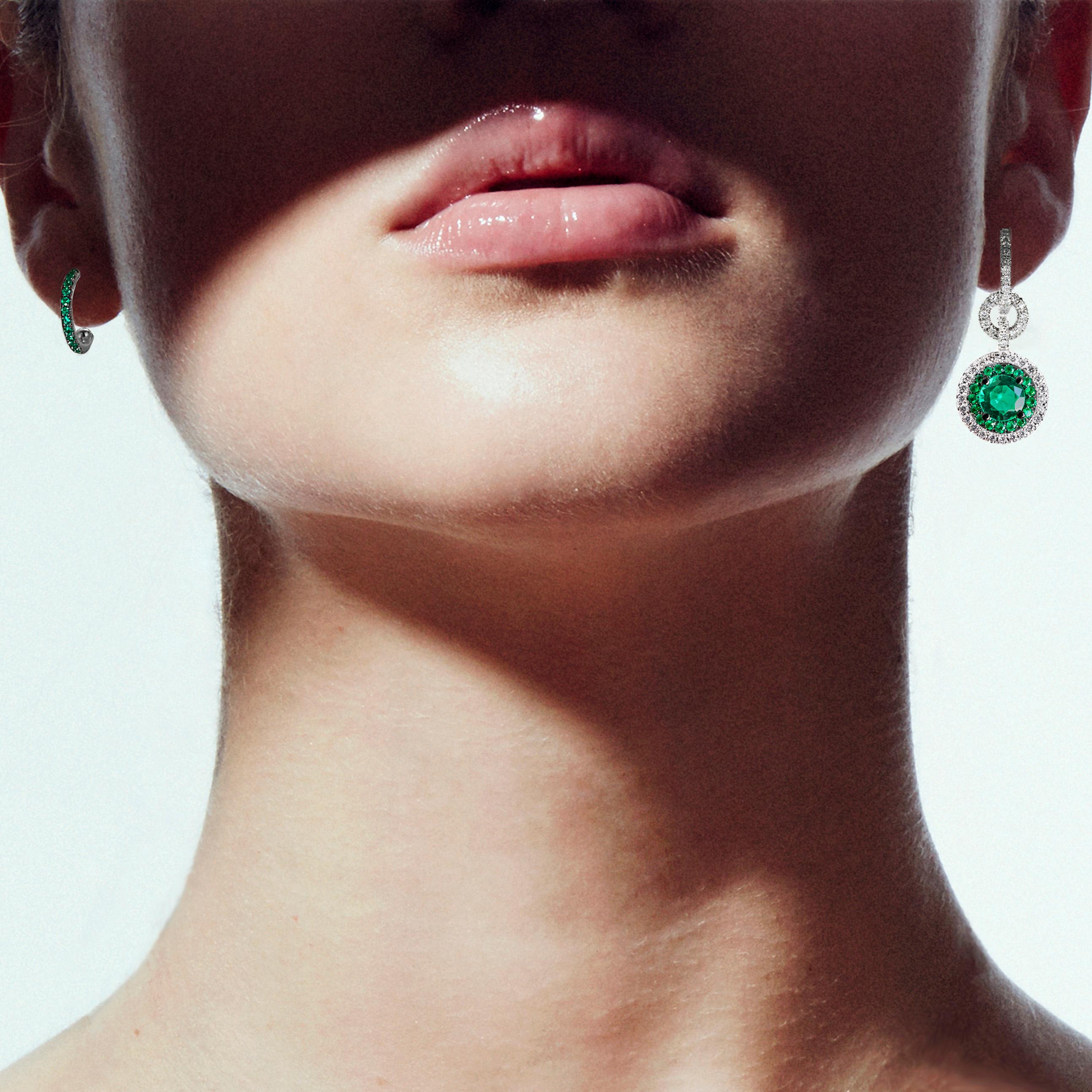 Colombian Emerald and Diamond Pendant Enhancer Bail & Matte Finish Necklace 6