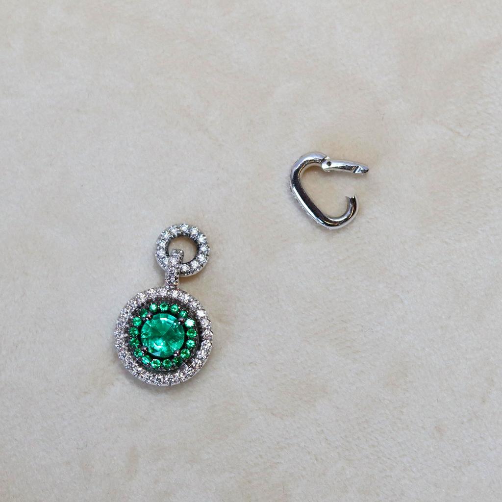 Colombian Emerald and Diamond Pendant Enhancer Bail & Matte Finish Necklace 2