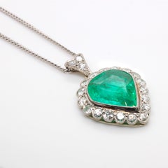Colombian Emerald and Diamond Pendant, France, circa 1900