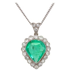 Colombian Emerald and Diamond Pendant, France, circa 1900