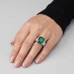 Colombian Emerald and Diamond Ring, 18KT White Gold