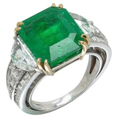Colombian Emerald and Diamond Ring, 18KT White Gold
