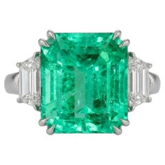 Kolumbianischer Smaragd und Diamantring - 6,17 Karat GIA zertifizierter Smaragd