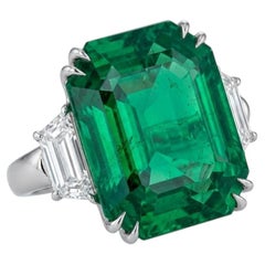 Kolumbianischer Smaragd und Diamantring - 6,50 Karat GIA zertifizierter Smaragd