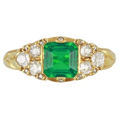 Colombian emerald and diamond ring, circa 1890.