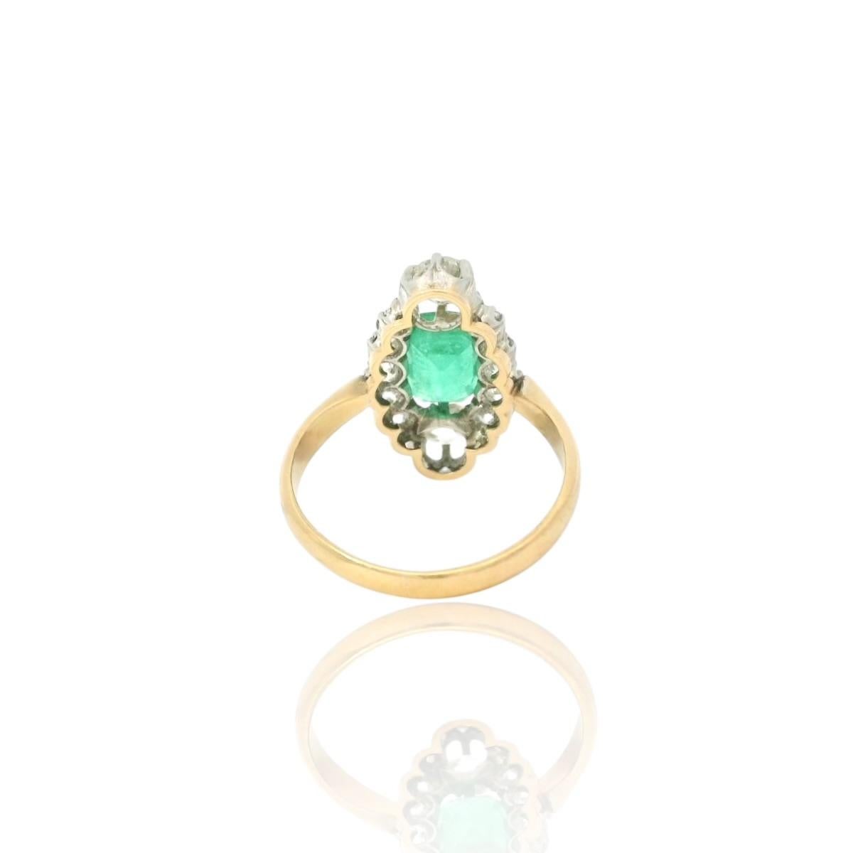Belle Époque Colombian Emerald and diamond ring circa 1900 For Sale