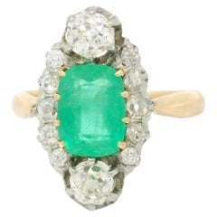 Colombian Emerald and diamond ring circa 1900