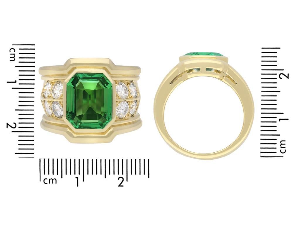 Emerald Cut Colombian Emerald and Diamond Ring, circa 1970 For Sale