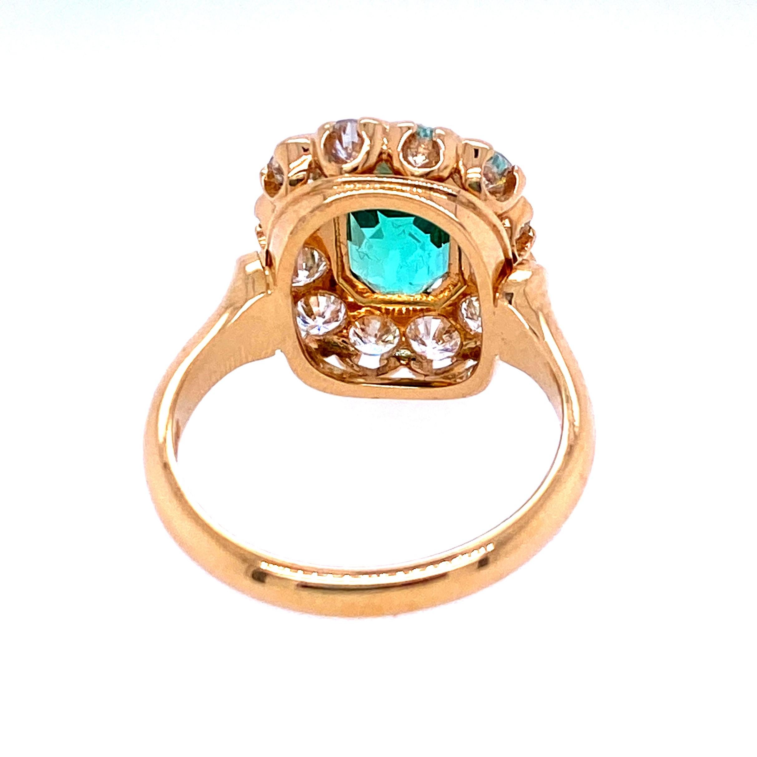 Contemporary Colombian Emerald and Diamond Ring