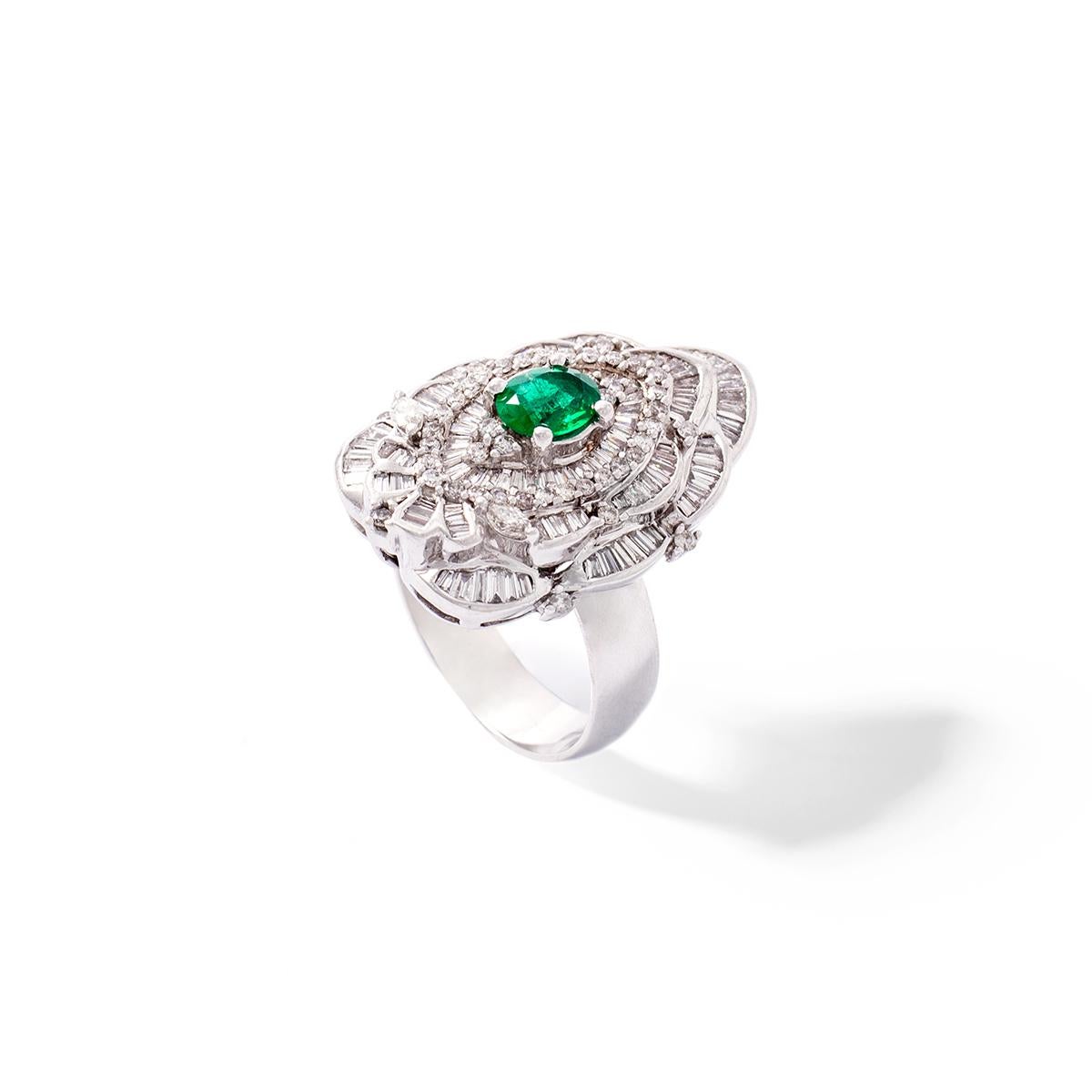 Anglo-Indian Colombian Emerald and Diamond Ring