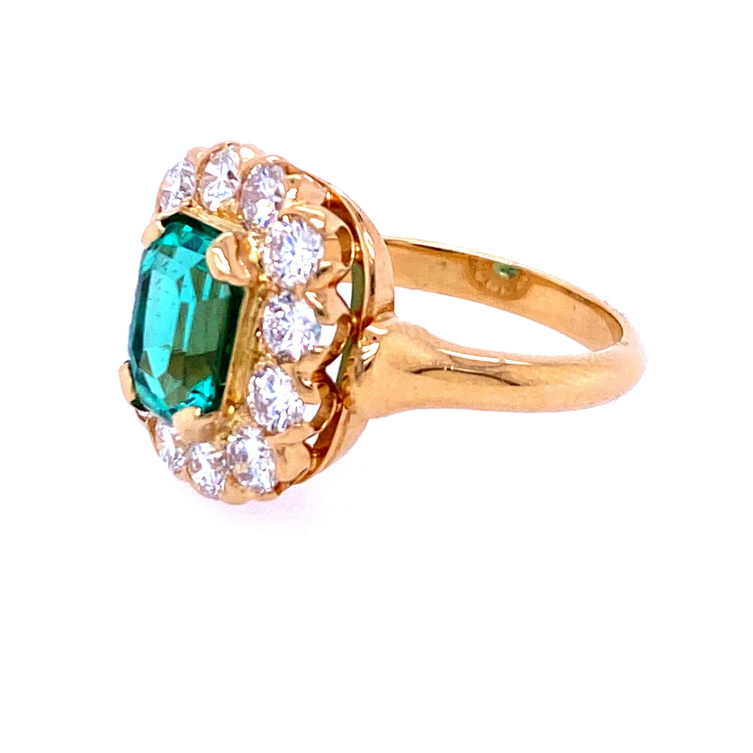 Emerald Cut Colombian Emerald and Diamond Ring