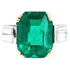 Vintage Colombian Emerald and Diamond Ring