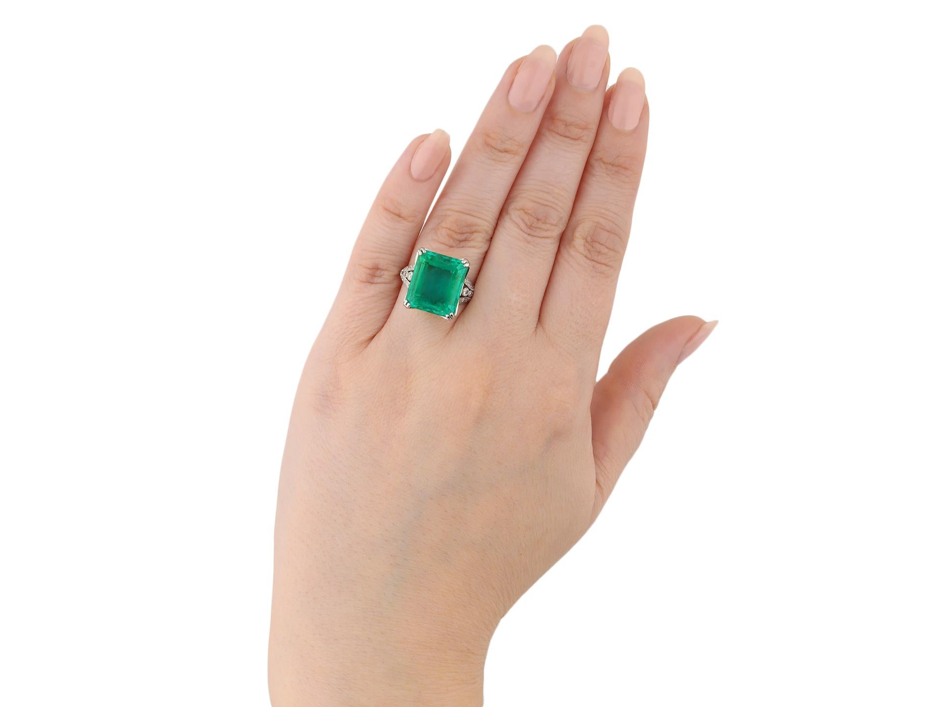 Women's or Men's Colombian Emerald and Diamond Ring, French, Circa 1915