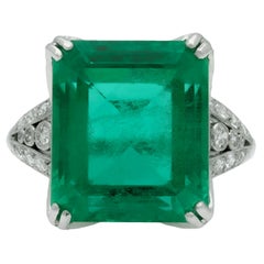 Colombian Emerald and Diamond Ring, French, Circa 1915