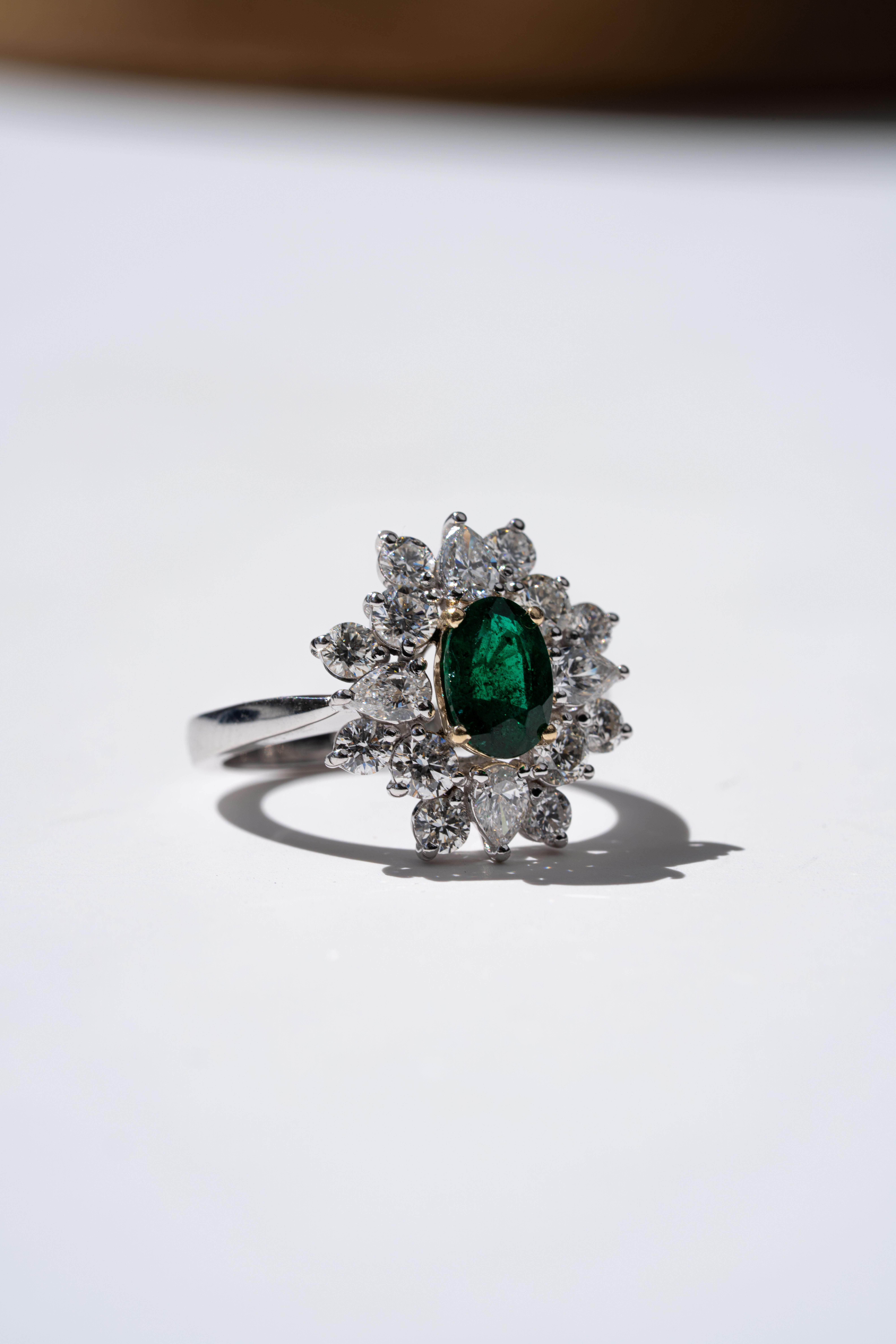 For Sale:  Colombian Emerald And Diamond Statement Ring 7