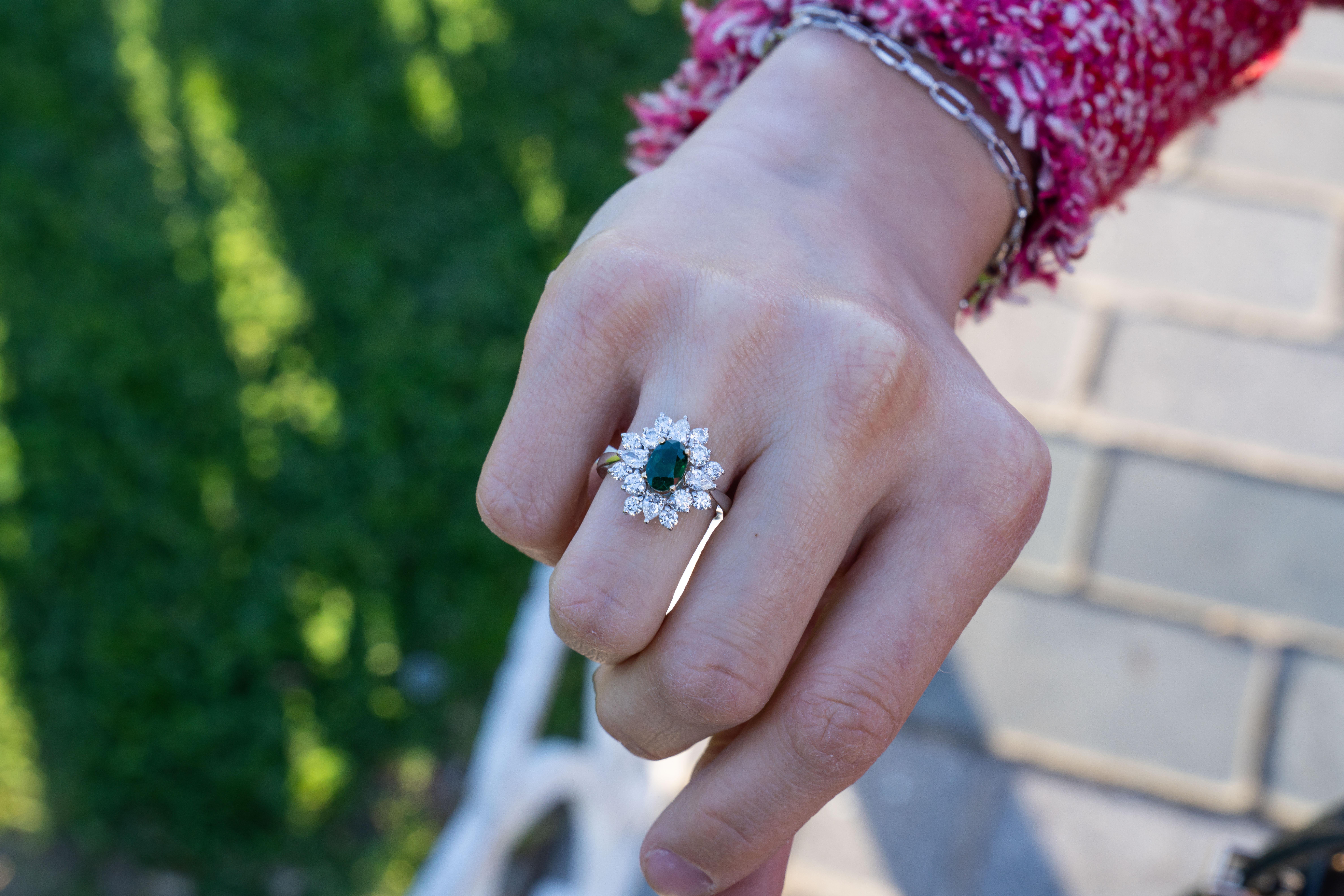 For Sale:  Colombian Emerald And Diamond Statement Ring 8