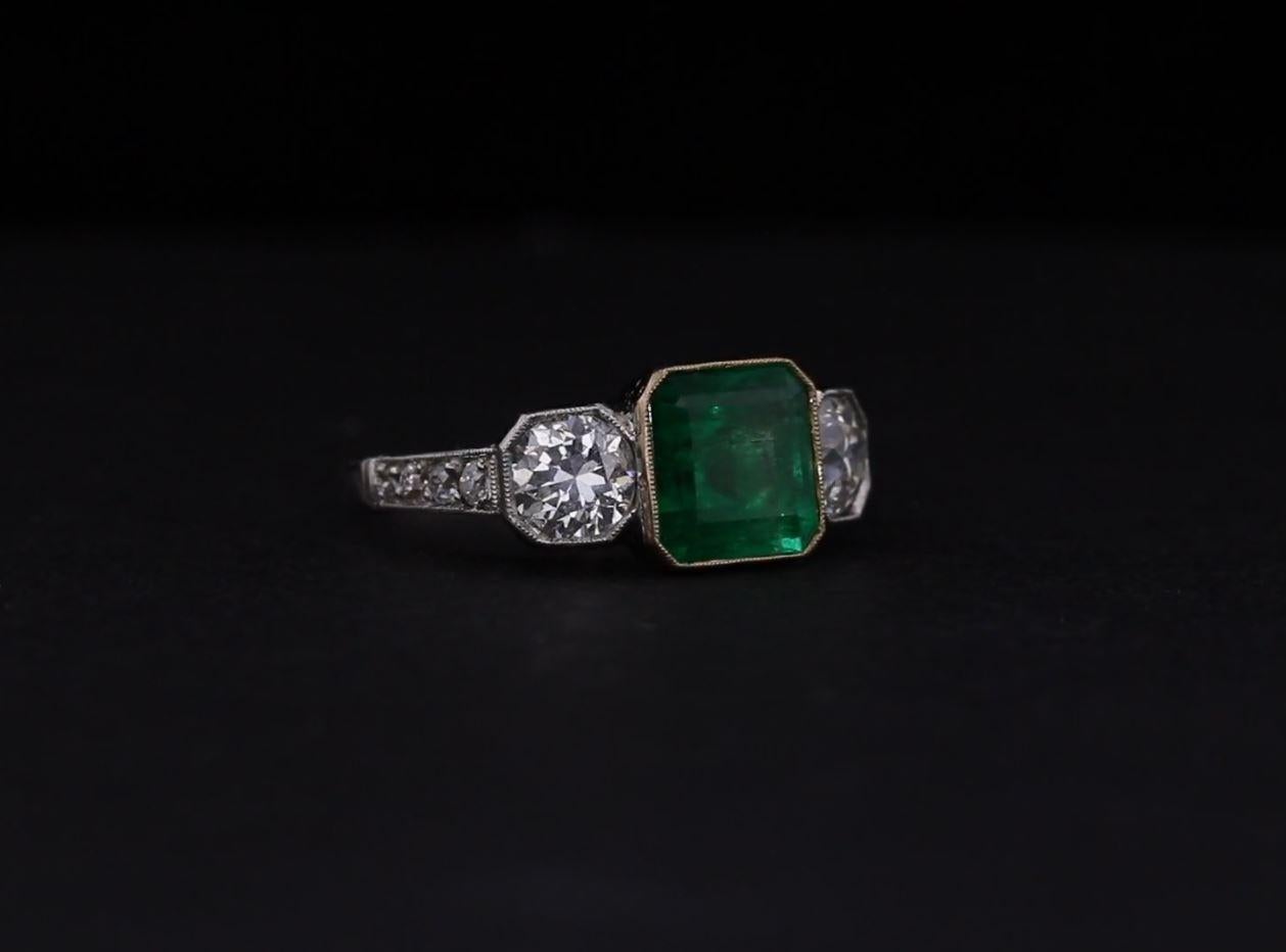 Women's Colombian Emerald and Diamond Three-Stone Ring