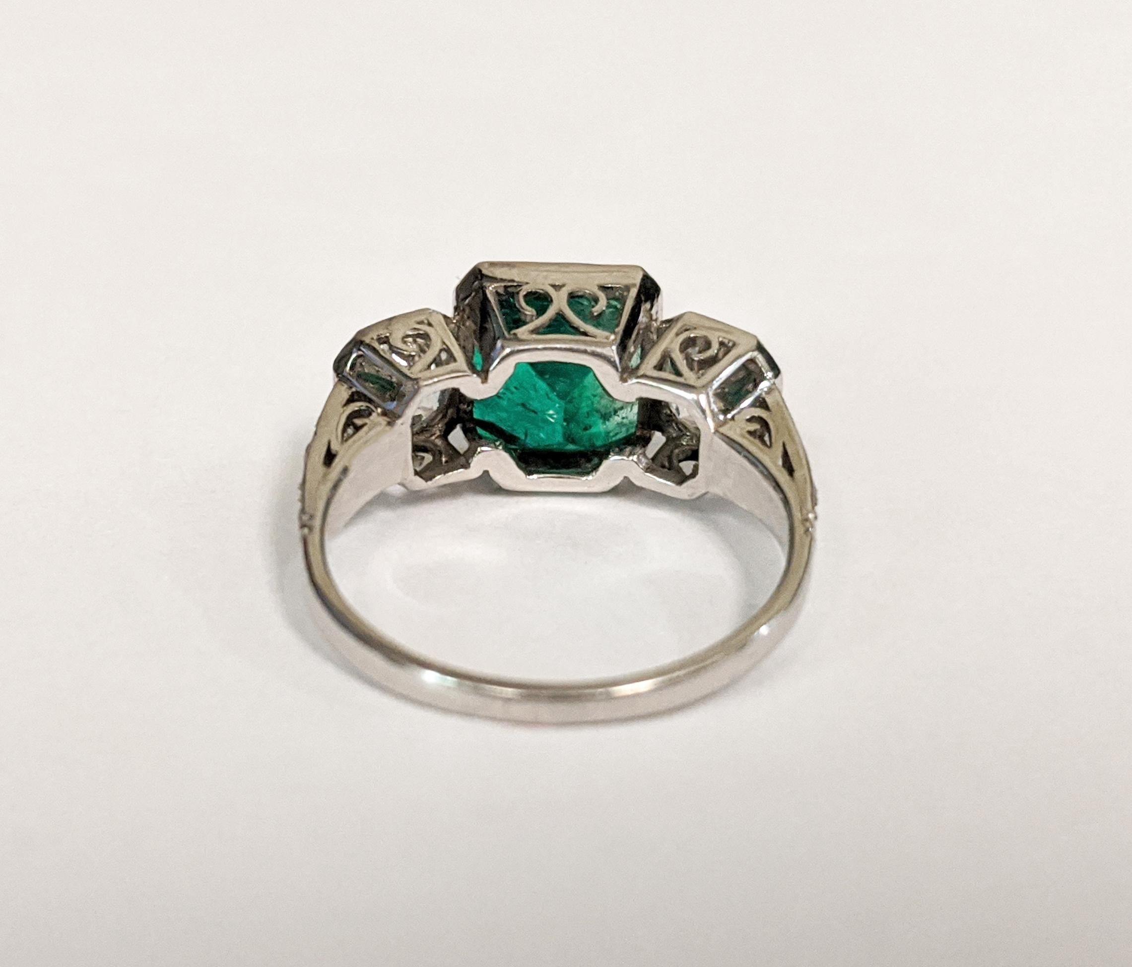 Colombian Emerald and Diamond Three-Stone Ring 1