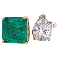 Colombian Emerald and Diamond Two Stone Ring
