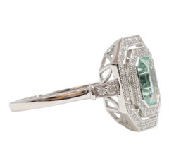 Colombian Emerald and Diamonds in Platinum Ring