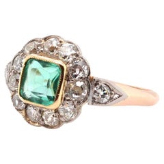 Colombian emerald and old cut diamonds ring from 1900