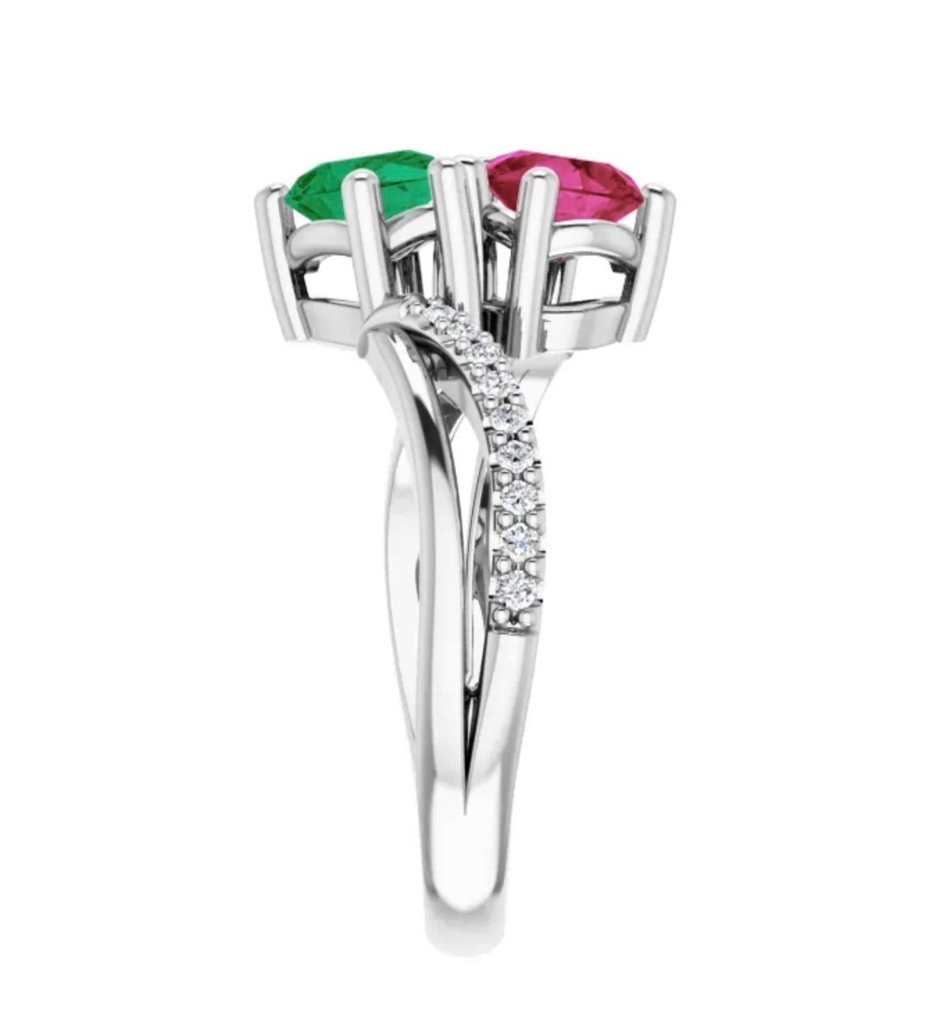 Art Deco Colombian Emerald and Ruby Bypass 